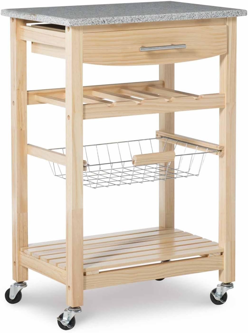 Linon Kitchen Island Granite Top, 33.88" x 22.8" x 15.63", Natural - Kitchen Islands & Carts