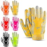 PLAYEUR Sticky Receiver Adult and Kids Football Gloves - Stretch Fit, Durable Grip | Youth Football Gloves for Boys 8-12 in Vibrant Colors