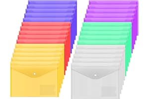 Plastic File Folders, 30 pcs Clear Document Folders Letter Size / A4 Size Waterproof Folders for Documents File Envelopes for