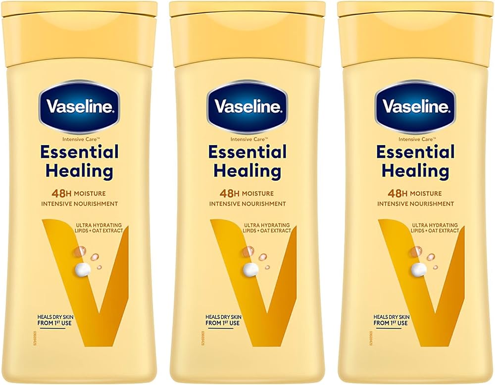 3x Vaseline Intensive Care Essential Healing Body Lotion 400ml Dry Skin