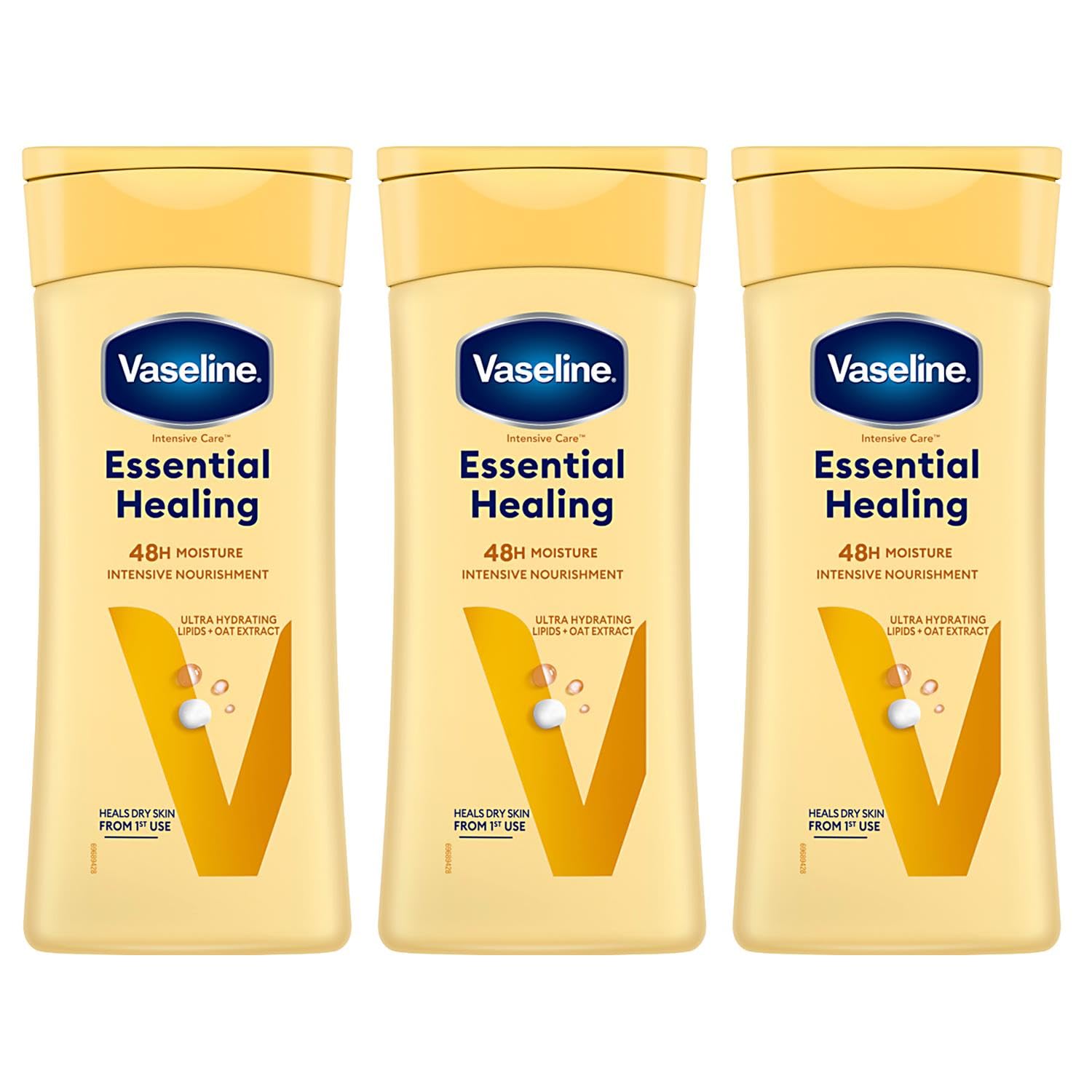 Vaseline Intensive Care Essential Healing Body Lotion Bundle – 3 x 400ml – For Dry, Cracked Skin