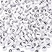 Souarts 1200pcs Acrylic Letter Beads Craft Beads for Bracelets 6x6mm Plastic Beads Letter Cube/Round Shape Loose Beads (White)