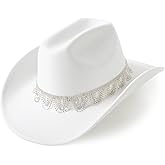 Lisianthus Glitter Rhinestone White Cowgirl Hat Shiny Western Cowboy Hat