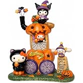 Blue Sky Clayworks Hello Kitty & Friends Pumpkin Café Latte Candle House, 9” L x 7” W x 11” H, Cozy Kawaii Glow for Fall