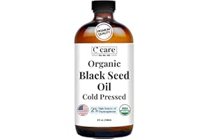 C CARE Black Seed Oil Organic Cold Pressed Unrefined Glass Bottle | USDA Certified Organic Black Cumin Seed Oil | High Thymoquinone Omega 3 6 9 | For Immune Support, Joints, Digestion, Hair & Skin | 8 Fl oz