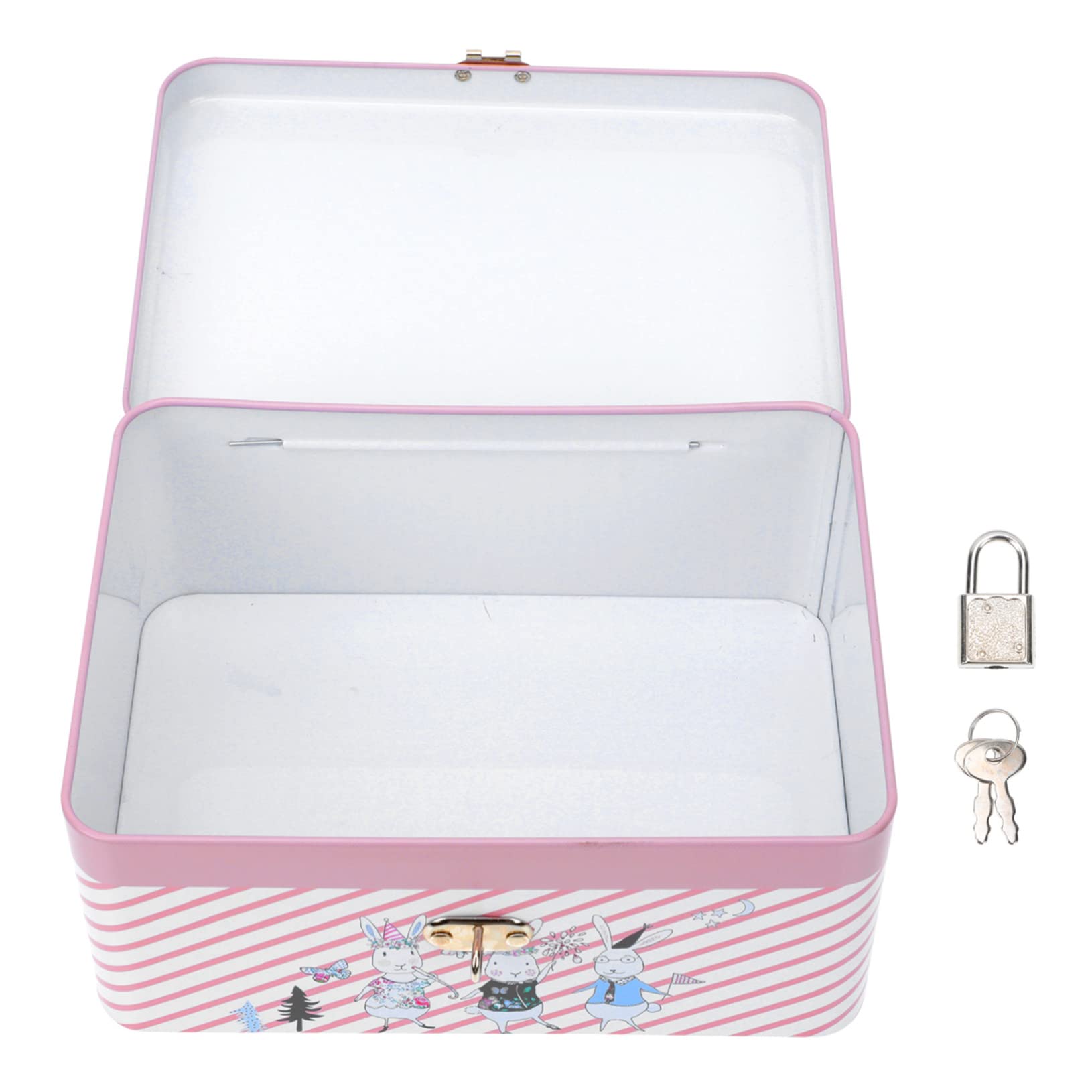 CIYODO Easter Egg Candy Box with Padlock Decorative Tinplate Biscuit Case for Cookies and Snacks Compact Easter Accessory Storage 6.77X5.59X2.83 Inches