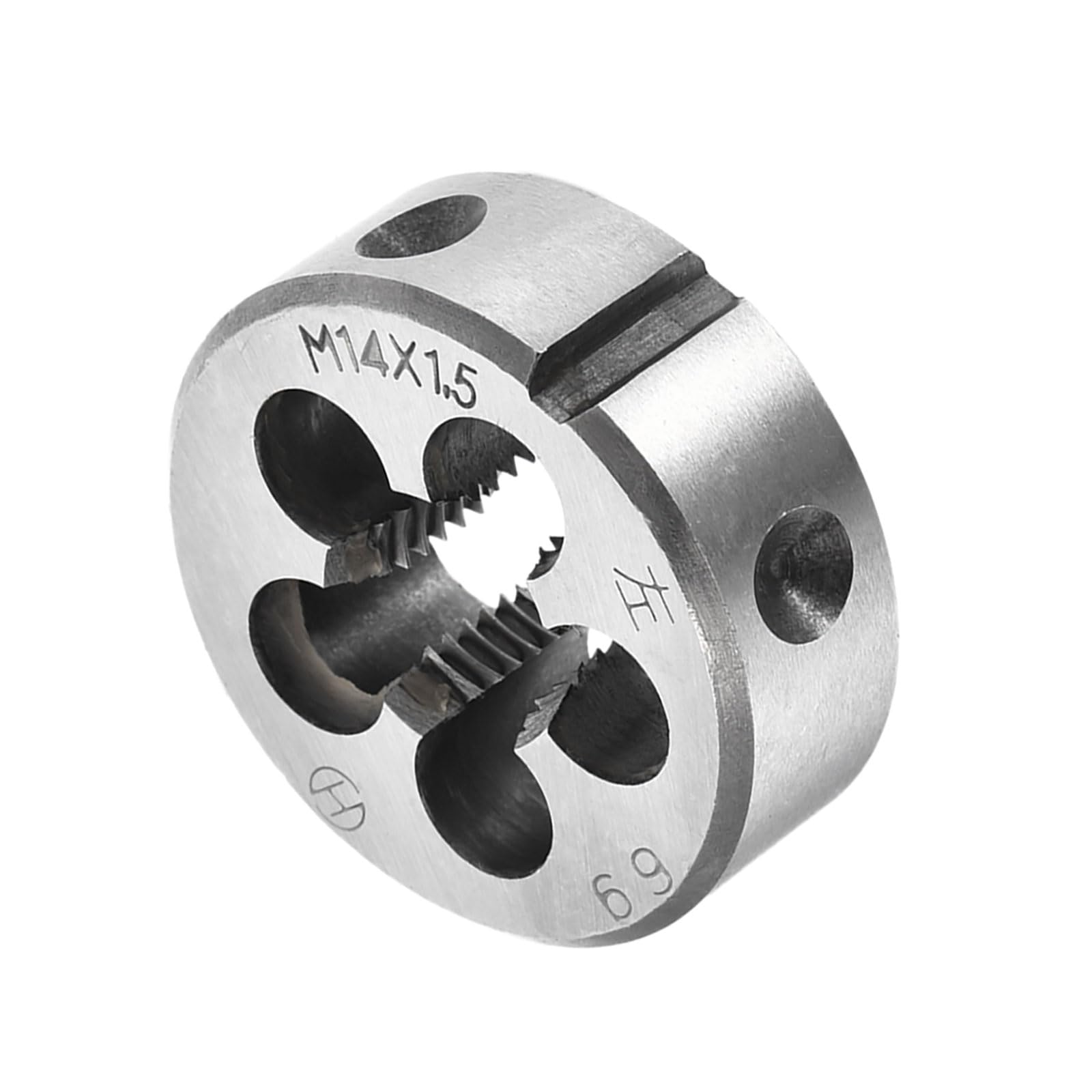 CoCud Round Thread Repair Die, M14x1.5 Die 38mm OD, Alloy Tool Steel Left Hand Cylindrical Pipe Threading Tool with 5 Chip Holes - (Applications: for Threading Repairing) — image 1
