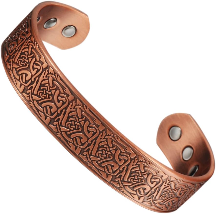 Magnetic Jewelry 7'' Mens 8 Magnets Magnetic Copper Bracelets for Men Arthritis Bangle Health Healing Pain Relief