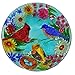 Continental Art CAC3004630 18'' Hand Painted Bluebird, Cardinal and Goldfinch Glass Bowl Bird Bath/Feeder, Fountain, Decorative Plate