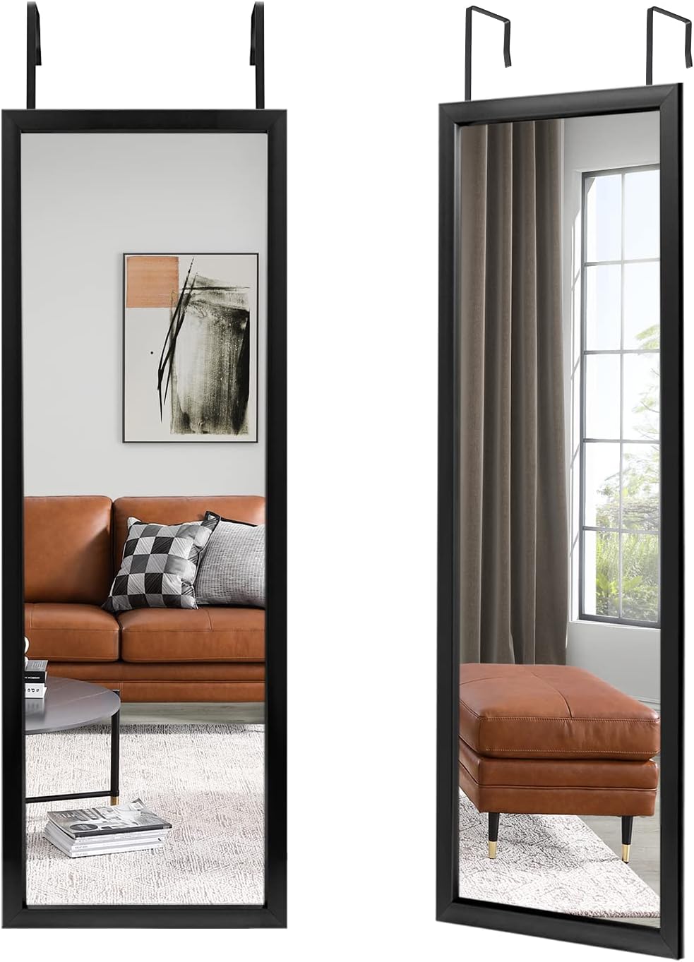 Mirrors - NicBex Over-The-Door Mirror Full Length Mirror for Door,Hanging Over Door or Leaning or Mounting,Hangers Included,Polystyrene Frame,Full Length Door Mirror for Bedroom,Dorm,Black, 47