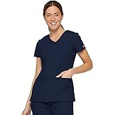 Dickies Scrubs Top for Women, V-Neck Womens Scrub Tops, Contemporary Fit with 4 Pockets - 85906