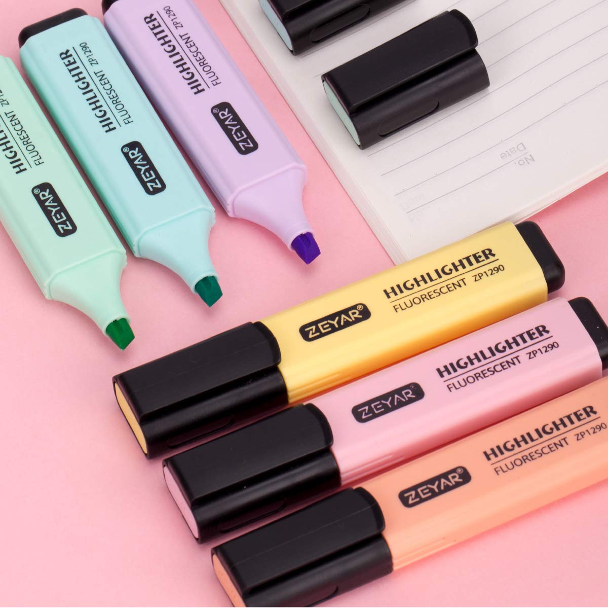 ZEYAR Highlighter, Chisel Tip Marker Pen, AP Certified, Assorted Colors, Water Based, Quick Dry (12 Colors)