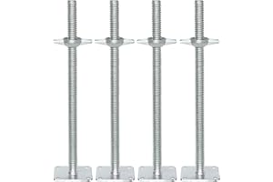 LJJJXXX Adjustable Leveling Jack 24 Inch, Galvanized Solid Stem Screw Jack with Base Plate for Scaffolding - 4 Pack