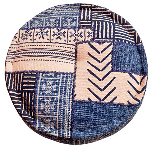 image for MARUDHARA Kilim Indigo MUD Cloth Patchwork Stuffed Pouf 20