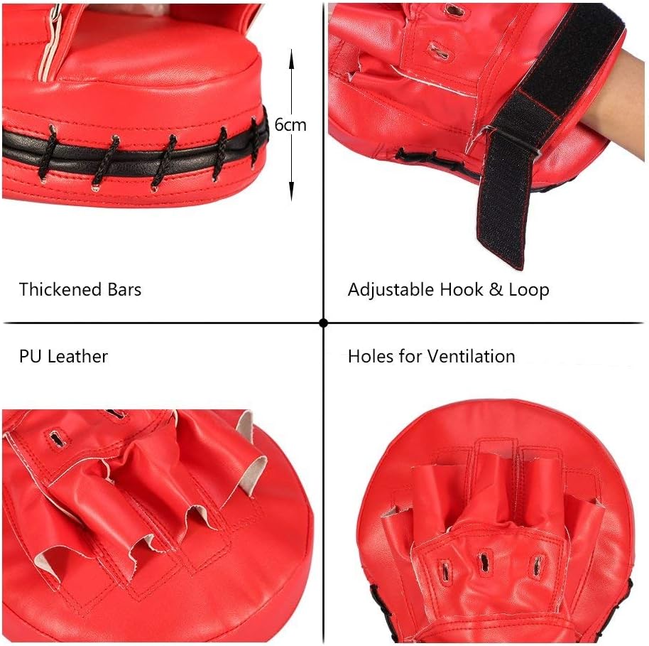 Valleycomfy Boxing Curved Focus Punching Mitts- Leatherette Training Hand Pads, Ideal for MMA Karate, Muay Thai Kick, Sparring, Dojo, Martial Arts : Sports & Outdoors