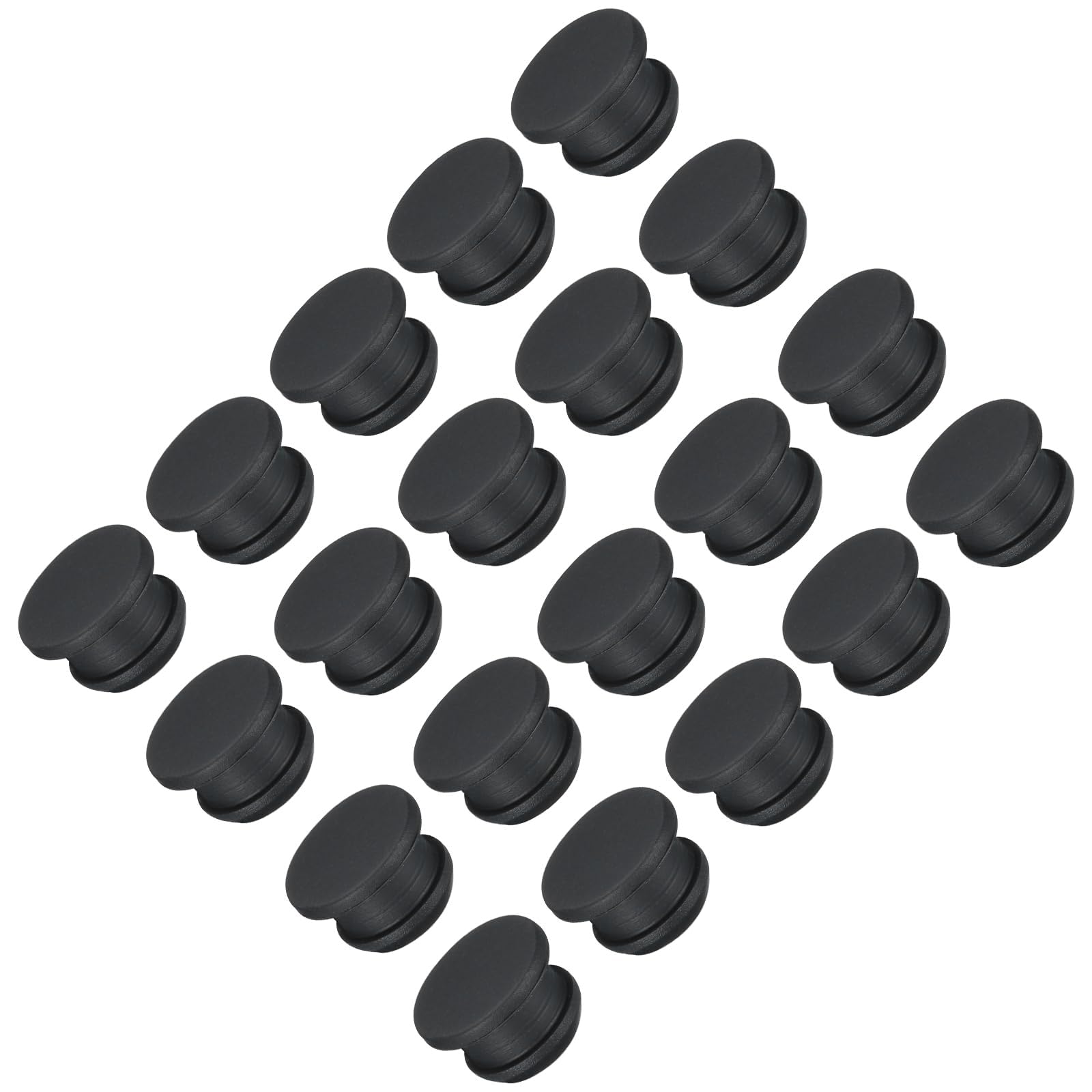 TOP-VIGOR 30Pcs Silicone Snap in Locking Hole Plugs, 11mm Diameter Hole Stoppers, Rubber Panel Seal Cover Flush Type Panel Round for Kitchen Rubber Bulkheads Waterproof Sealing Plugs, Black