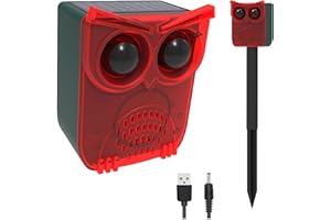 HULPPRE Solar Outdoor Motion Sensor Alarm-13 Sounds Including Dog Barking&Gunshot,130db Loud Noise Maker,4 Modes,Motion Activated Strobe Light,Say Goodbye to The Intruders