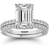 RODIFFY 3.0CT Emerald Cut Bridal Wedding Ring Set for Women,S925 Silver AAAAA Grade CZ Elegant Engagement Ring & Wedding Band