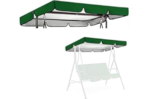 FYMLHOMI Replacement Swing Canopy Cover 2/3 Seat Garden Swing Chair Canopy Replacement Universal Waterproof Swing Replacement Top Cover Sun Shade 210D Oxford Swing Canopy (Dark Green) (64.6”×45”×5.9”)