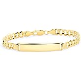 14k REAL Yellow Gold Men's Cuban ID Bracelet - 8.5"