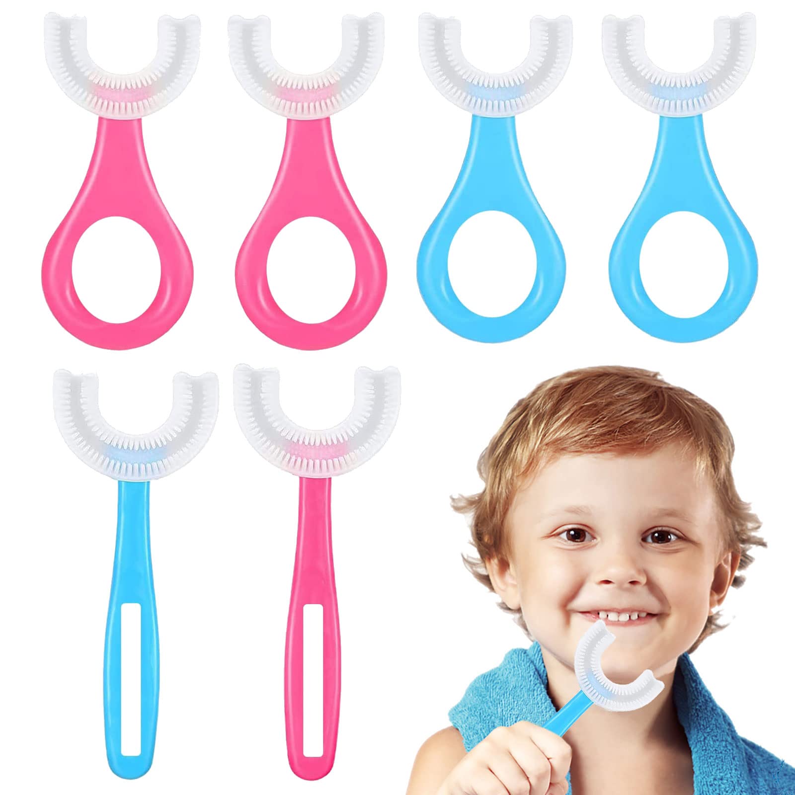 MIVAIUN 6Pcs Kids U-Shaped Toothbrush, Toothbrush Kid Toothbrush, Training Toothbrushes, Whole Mouth Teeth Brush, All-Round Oral Cleaning, Care Toothbrushes for Childrens Toddler, Manual (Aged 2~12)
