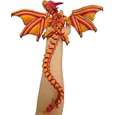 CLEAFF 3D Printed Dragon with Wings, Flexible Articulated Fidget Dragon, 3D Printed Animals Collectible Birthday Gift for Home Office Desktop Pet Decor (Aerisyn) Age 18 Year+