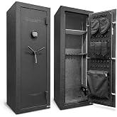 Stealth EGS14 Essential Gun Safe, Fireproof for 30 Minutes, Fits up to 14 Long Guns &amp; Pistols, Adjustable Door Panel Organizer, California DOJ Approved, Internal Power Outlet, Durable Black Paint