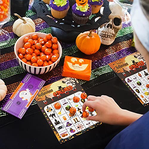 Halloween Party Games Supplies with Ring Toss Game Prize Inflatable Spiders Slap Bracelet 24pcs Halloween Bingo Game Pin Game for Kids Halloween Party Favors Indoors Outdoors Party Game