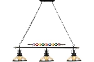 GENERIC Willbebest Island Light, Hanging Pool Table Lights, Billiards Table Light Fixture, Billiard Pendant Lamp with 3 Glass Shades Special Billiard Ball Decoration Chandelier (Has 3 Lights)