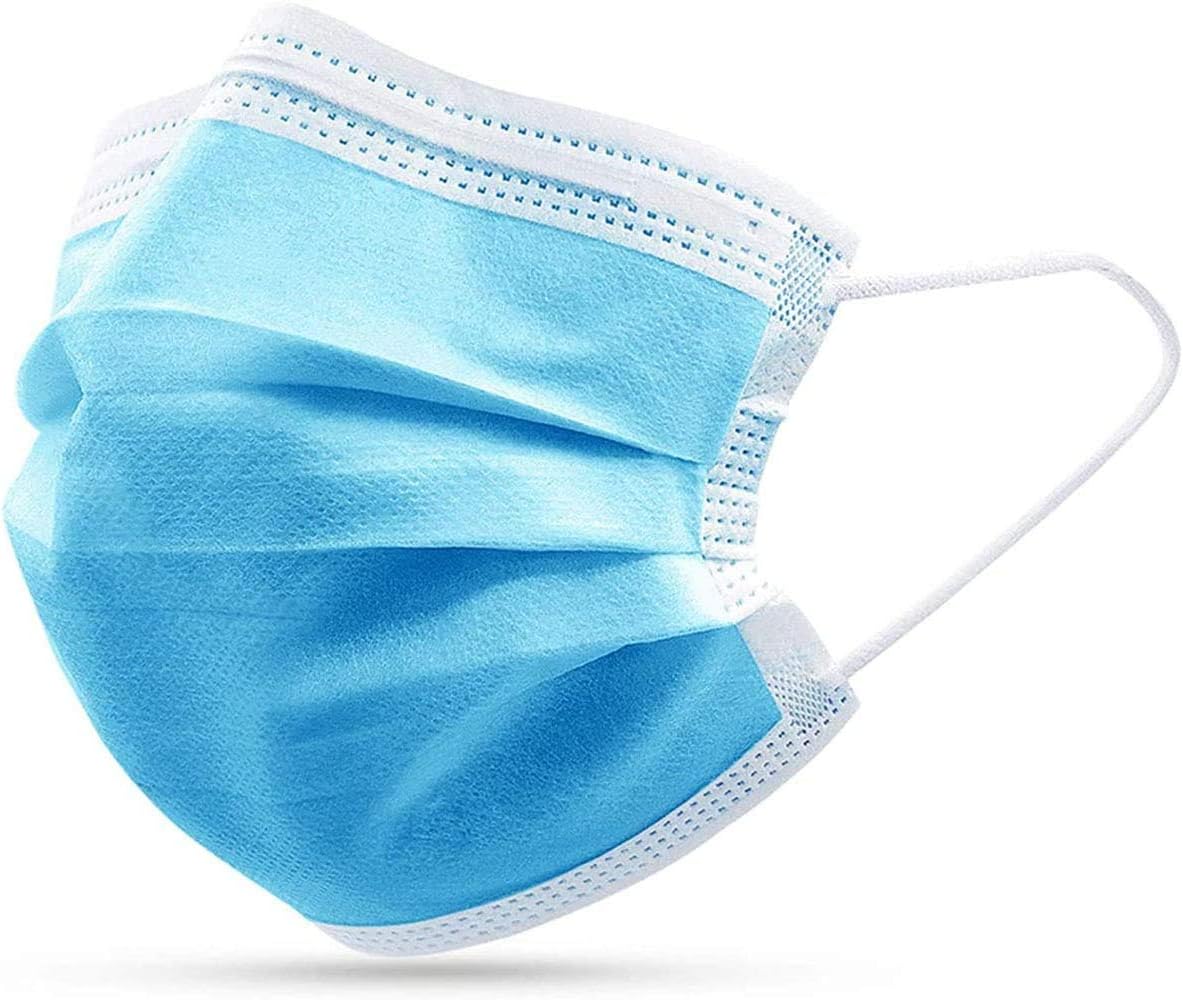 50 PCS Disposable Face Masks Surgical Medical Dental Industrial Filters Bacteria Breathable Beauty Medical 3 PLY (Blue)