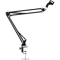 Earamble Professional Studio Condenser Microphone Suspension Boom Scissor Mic Arm Stand with Table Mounting Clamp Suitable fo