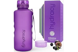 Hydracy Water Bottle with Time Marker -Large BPA Free Water Bottle & No Sweat Sleeve -Leak Proof Gym Bottle with Fruit Infuser Strainer & Times to Drink -Ideal for Fitness Sports & Outdoors