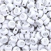 100PCS Letter Beads White Round Acrylic Alphabet Beads Silver Letter B Beads for Jewelry Making Bracelets Necklaces Key Chains DIY 4X7mm