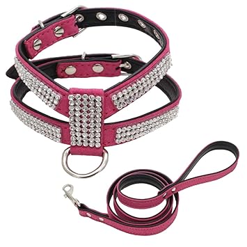 Amazon Com Doggyzstyle Bling Rhinestone Pu Leather Dog Harness