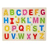 Gbell Fun Wooden A-Z Alphabet Letters Puzzle Set for Preschool Toddler Boys Girls,30×22.5×0.8 CM Jigsaw Board Educational Toy Gifts for 1-3 Year Old Baby Boys Girls Kids (Ship from US)