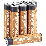 Amazon Basics 8 Pack AAA High-Performance Alkaline Batteries, 10-Year Shelf Life, Easy to Open Value Pack