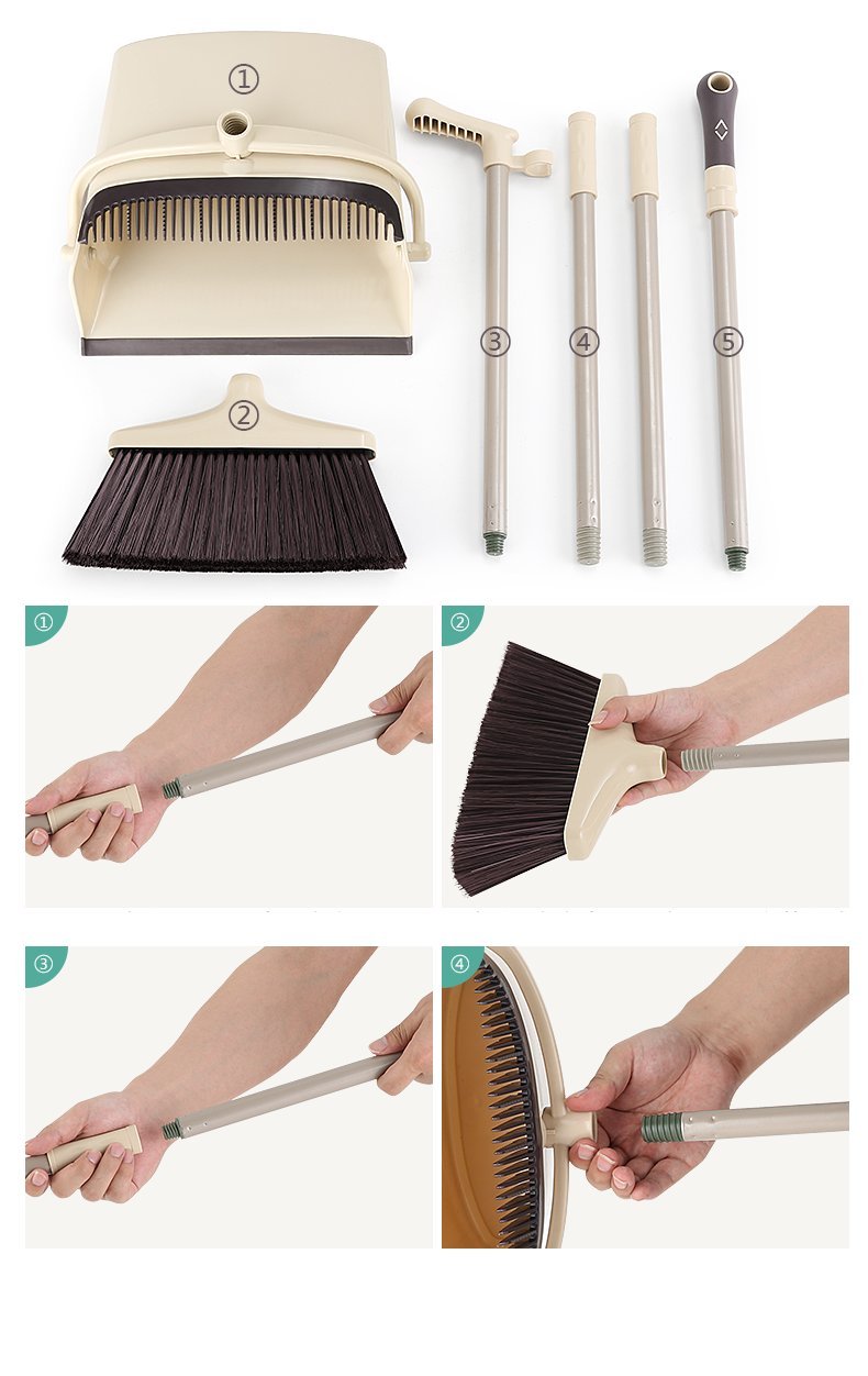 Combine Best Grips Lobby Broom Sweeper and Foldable Dustpan Set For Office or Home Use (32 inch)