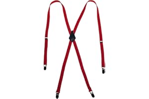 CTM® Women's Elastic Clip-End 1/2 Inch Skinny Urban Suspenders, Red