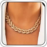 JEAIRTS Punk Herringbone Choker Necklace Glod Braided Snake Chain Necklaces Dainty Flat Snake Necklace Jewelry for Women