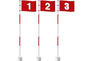 Threehoney Golf Flagstick 6ft, Golf Pin Flag Hole Cup Set Putting Green Flags and Poles Numbered Golf Flags for Driving Range Backyard, Portable 5 Section Design for Golf Practice, Gift Idea