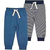 SUYEORLI Toddler Baby Boys Girls Joggers Pants Cotton Soild Color Stripes Sweatpants with Drawstring 1-6T