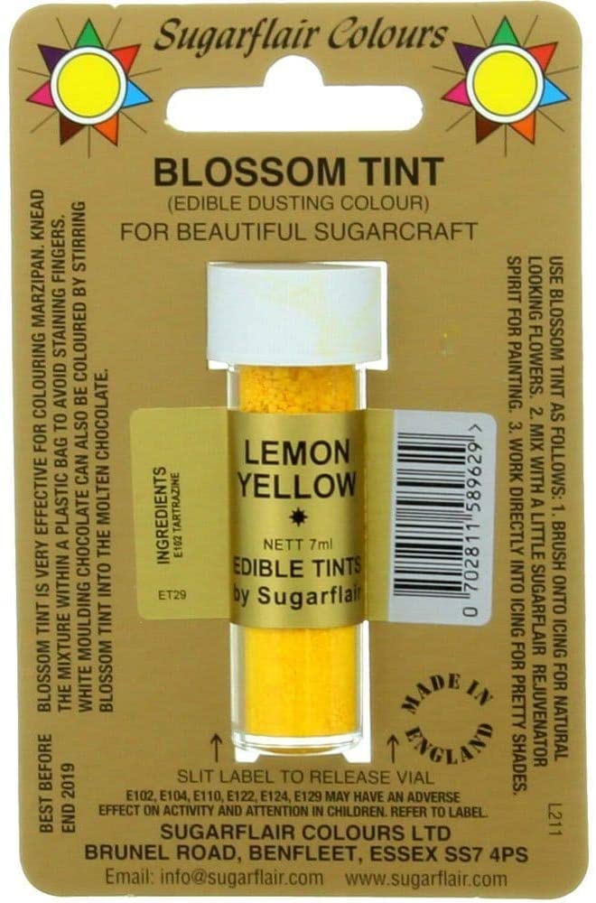 Sugarcraft Sugarflair Colour Blossom Tint Powder Dust Lemon Yellow 7ml