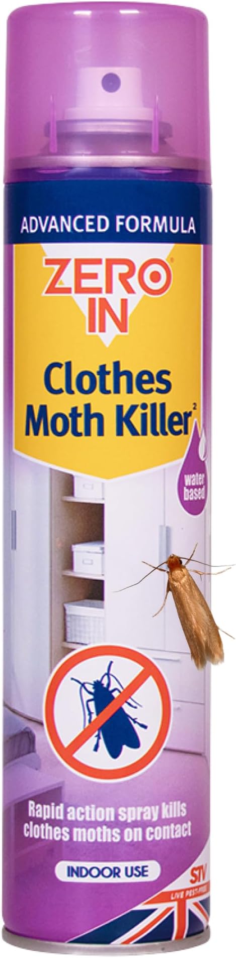 Zero In Clothes Moths Killer Spray 300ml Prallethrin Trans Phenothrin