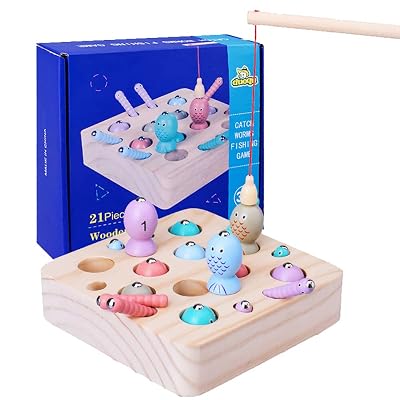 Magnetic Fishing Toy Game for Toddler Wooden Boys Girls Baby Bath Pool Toys Fishing Travel Table Games Gift for 2 3 Year Old Basic Educational