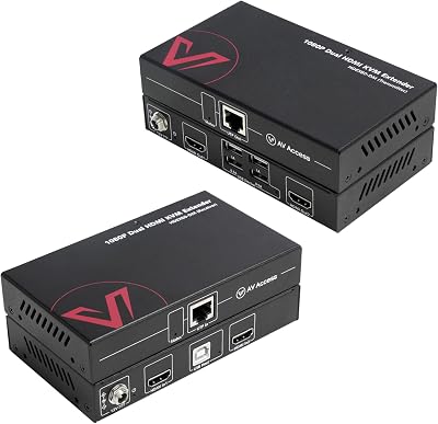 AV Access HDMI KVM Extender Dual Monitor 1080p USB Ext 197ft Cat5e/6 PoC