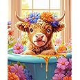 uuxsretaio Highland Cow Paint by Numbers Kit for Adults, Easy Highland Cow DIY Paint by Number Kits on Canvas for Beginner, Adults Painting by Numbers Kits for Home Wall Decor 16x20 Inch