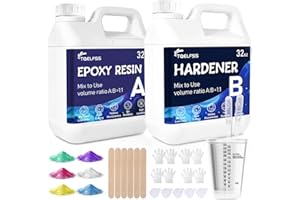 Epoxy Resin Kit 64oz,Clear Friendly Epoxy,Self-Leveling,Not-Yellowing & Bubbles Free High Gloss Resin for Coasters,Jewelry,Ca