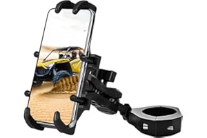 ZIDIYORUO UTV Phone Mount for 1.75"-2" Roll Bar, 360°Rotation UTV Phone Holder with 8 Claws, Aluminum Alloy Heavy Duty Smartphone Holder Hang on to 4.7"-7.1" Devices for Polaris RZR/Can Am X3