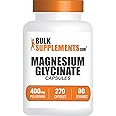 BulkSupplements.com Magnesium Glycinate Capsules - Magnesium Bisglycinate, Magnesium Supplement, Magnesium Glycinate 400mg - Gluten Free, 3 Capsules per Serving, 270 Capsules (Pack of 1)