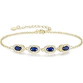 GexTyde Birthstone Bracelets for Women, Gold Trendy Dainty Link Bracelet Jewelry Birthday Christmas Day Gifts for Women Girlfriend Friend Her Mom Wife